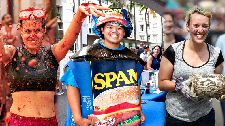 composite image of people at food festivals