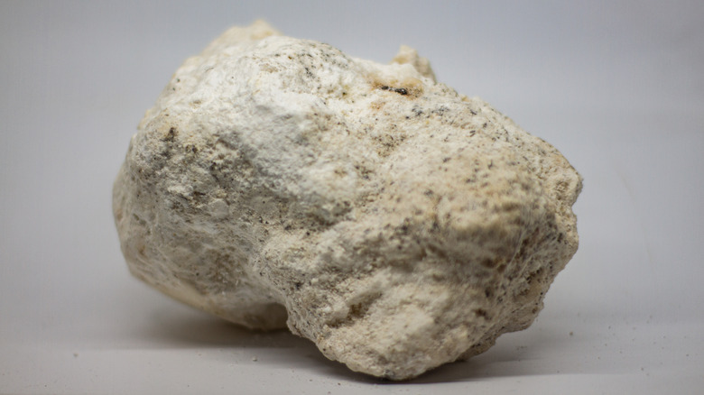 Lump of ambergris on gray surface.