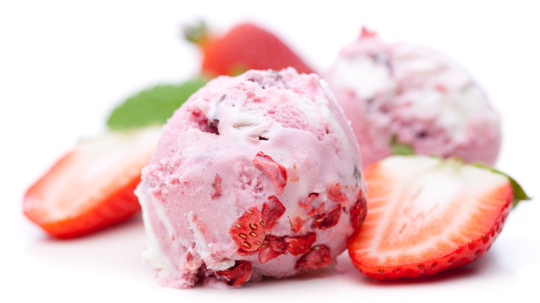 Chunky strawberry ice cream