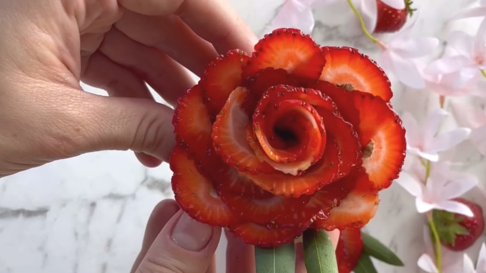 Strawberry Roses Are Made Simple With The Help Of A Ramekin