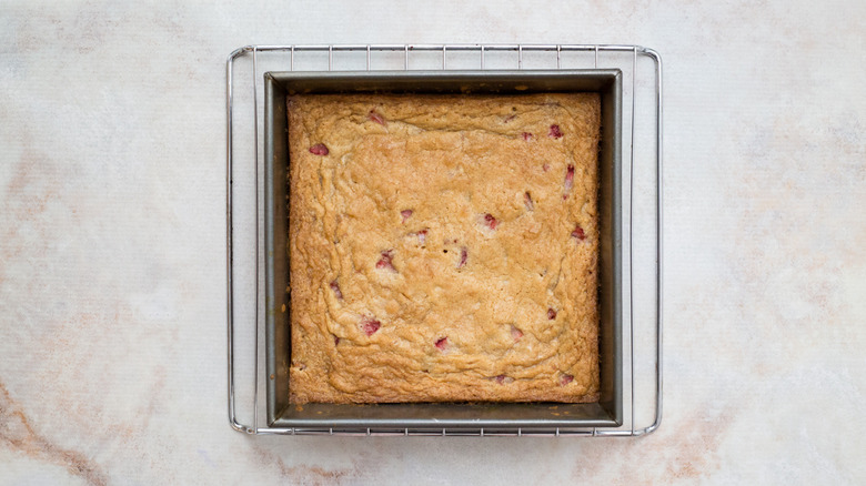 blondies cooling on wire rack