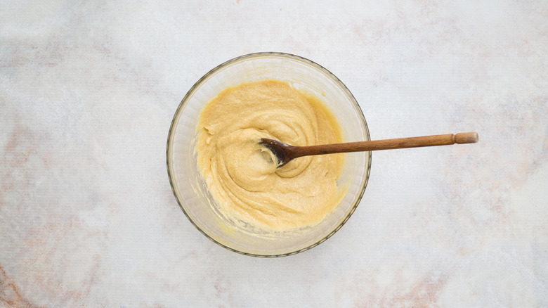 Egg batter in mixing bowl