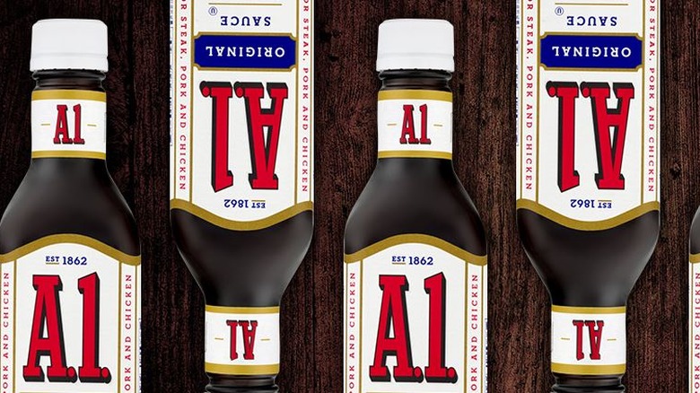 Steak sauce on display