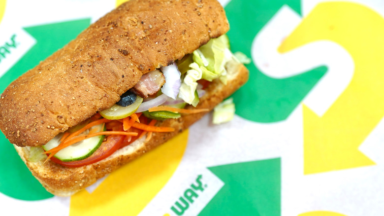  Subway sandwich on a wrapper