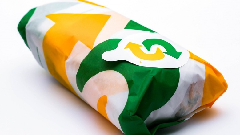 Subway sandwich in wrapper