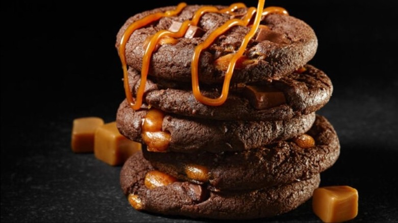 Stacked Subway Caramel Brownie Cookies