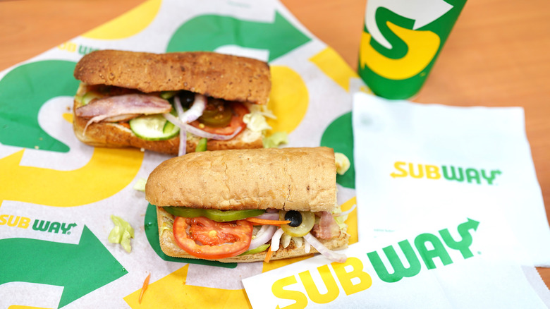 Subway sandwiches with vegetables