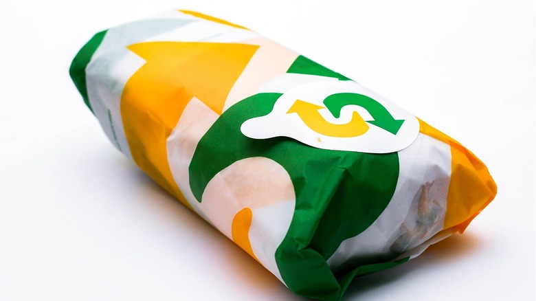 Subway sandwich in wrapper