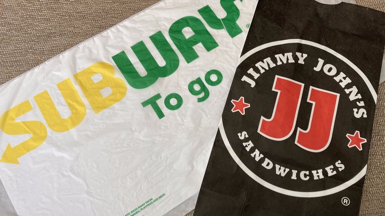 Subway and Jimmy John's bags