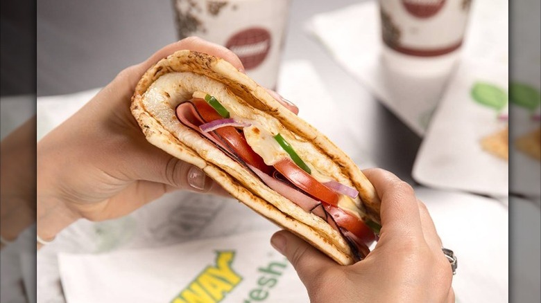 A breakfast sandwich from Subway