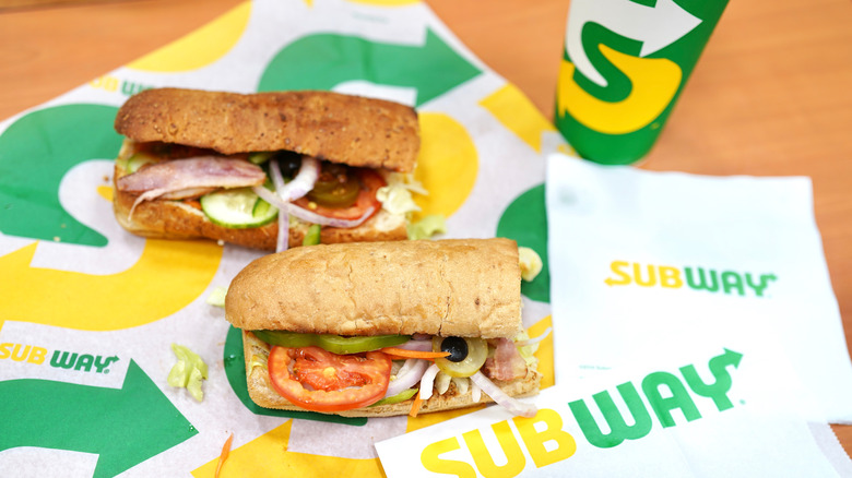 Subway sandwich and drink