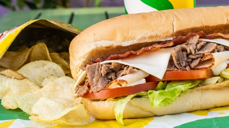 Subway sandwich and chips