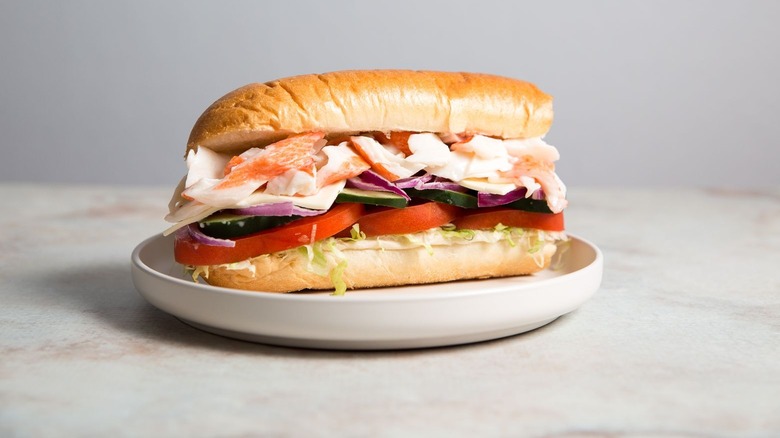 Subway Seafood sandwich on plate