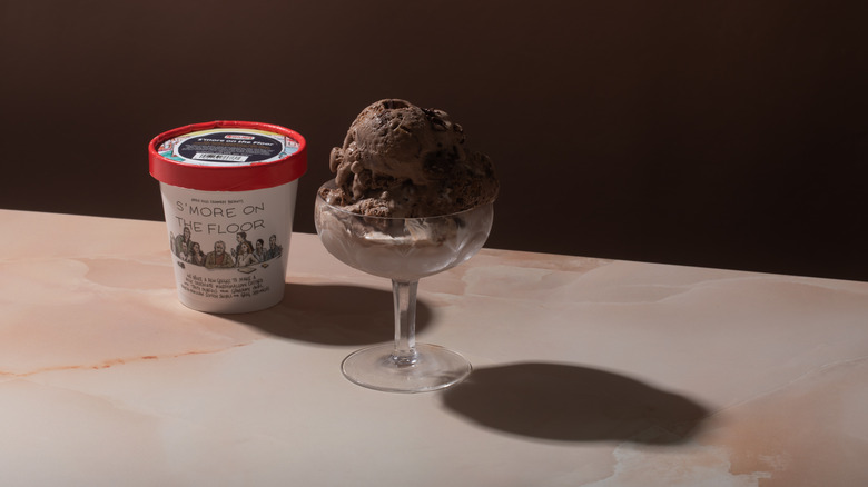 S'more on the Floor ice cream in a clear glass