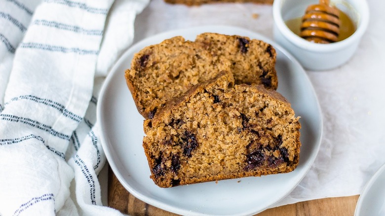 banana bread on plate