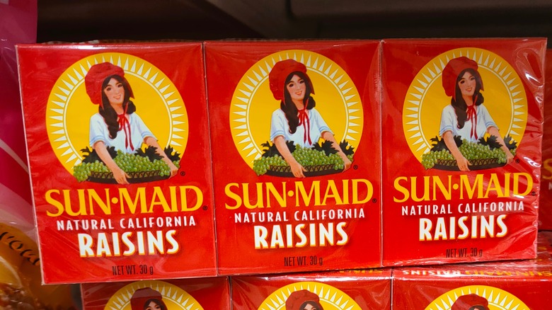 Sun-Maid raisin boxes at store