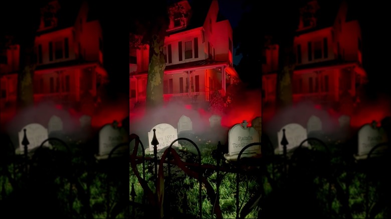 Outside the raisin haunted house
