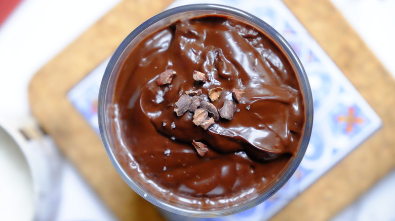 chocolate pudding in bowl 