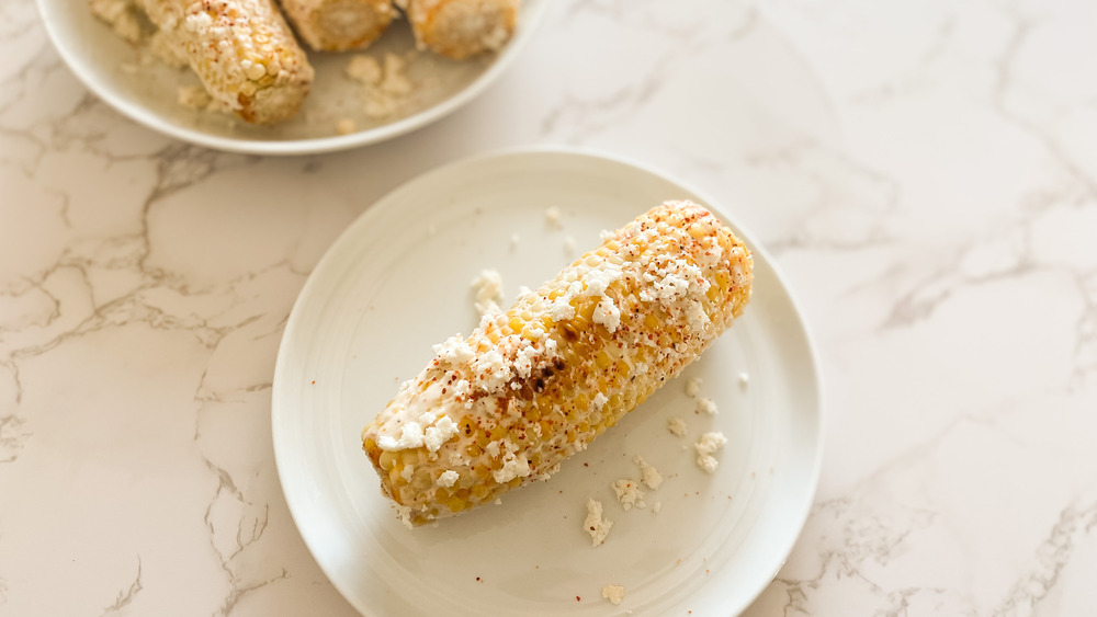 super simple elote style street corn served on a plate