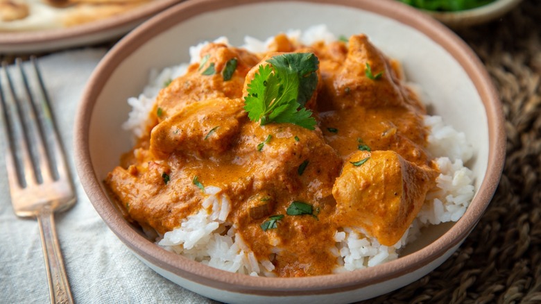 butter chicken with white rice