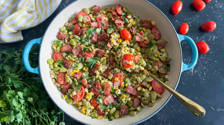 succotash in Dutch oven