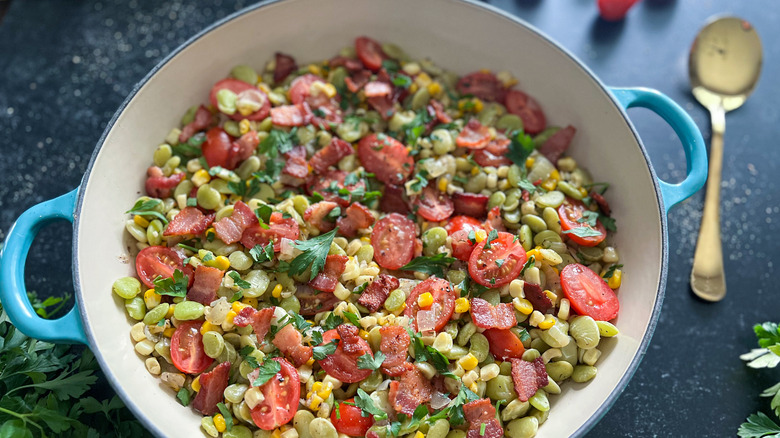 succotash in Dutch oven