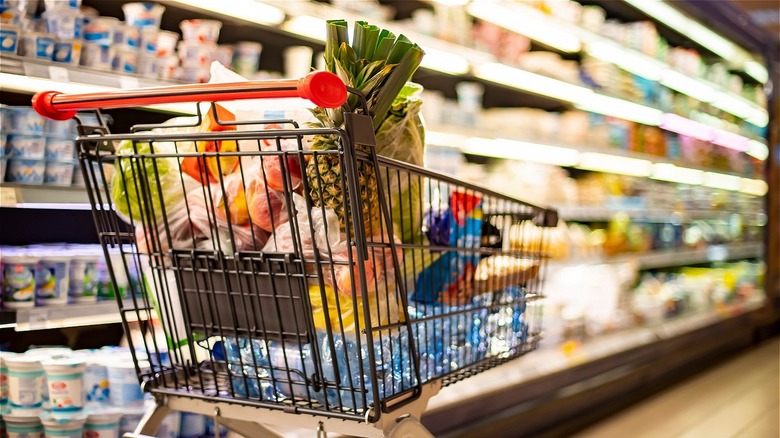 Grocery cart with produce