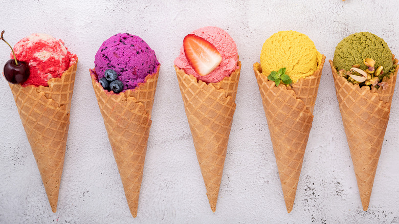 five unique ice cream cones