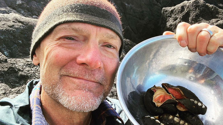 Les Stroud with wild foods