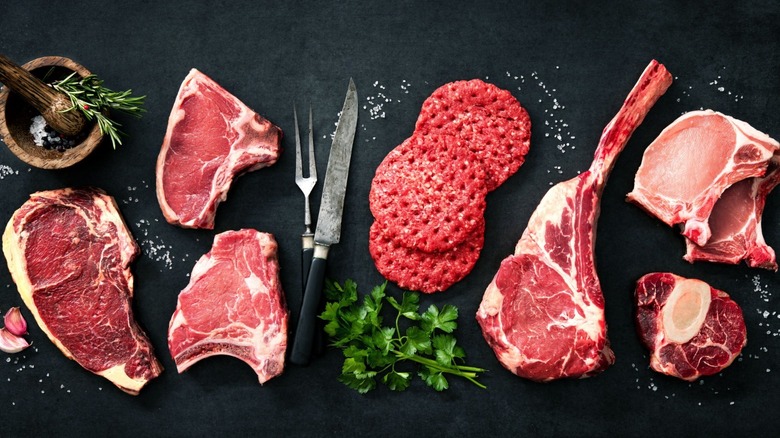 various cuts of beef 