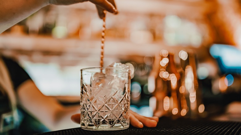 stirring cocktail
