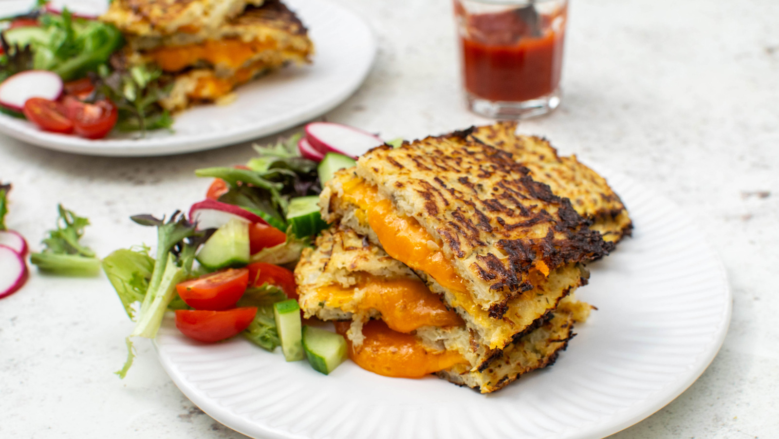Swap Bread With Cauliflower For A Low(er) Carb Grilled Cheese Sandwich