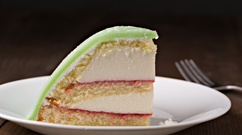 slice showing princess cake layers