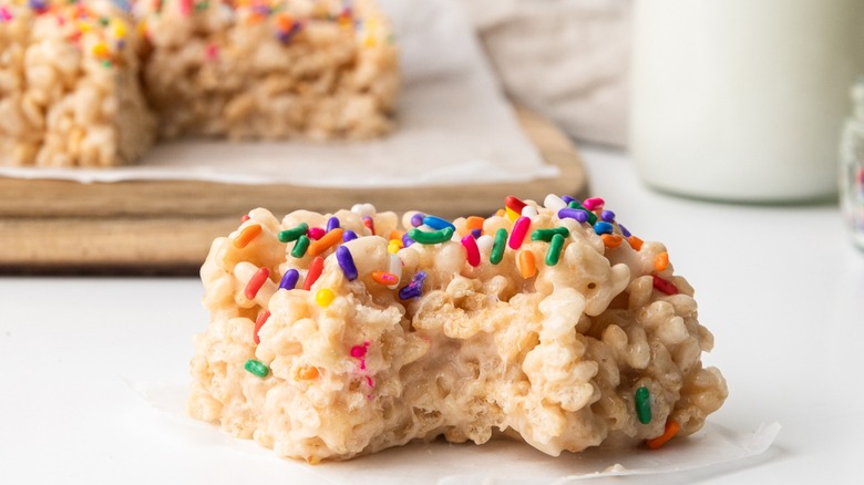 bitten-into rice krispie treat