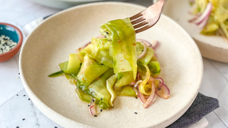 cucumber onion salad on plate