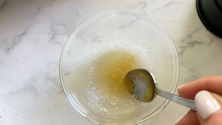 stirring water and gelatin