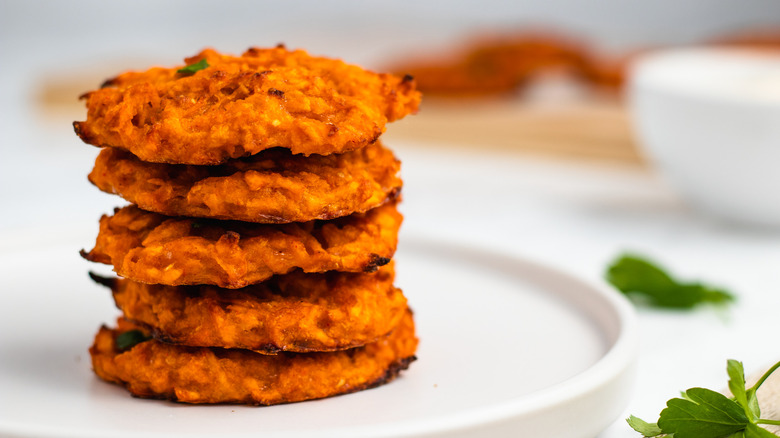 sweet potato fritters on plate 