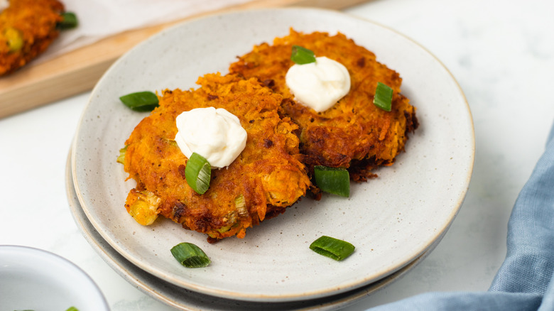 sweet potato latkes on plate