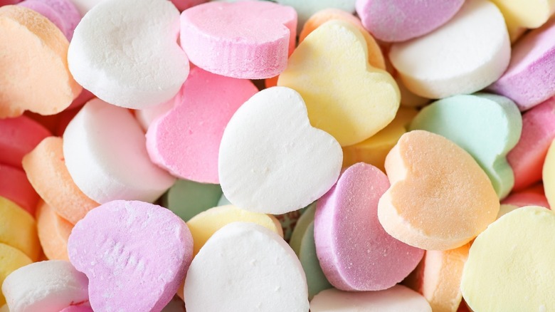 Multicolored candy hearts