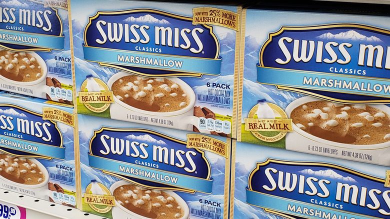 swiss miss boxes on shelf