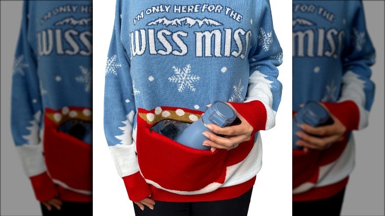 Swiss Miss ugly sweater and thernmos