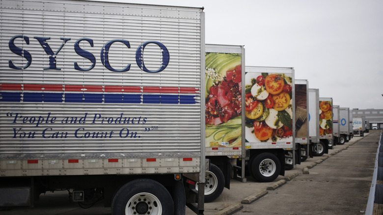 line of Sysco trucks