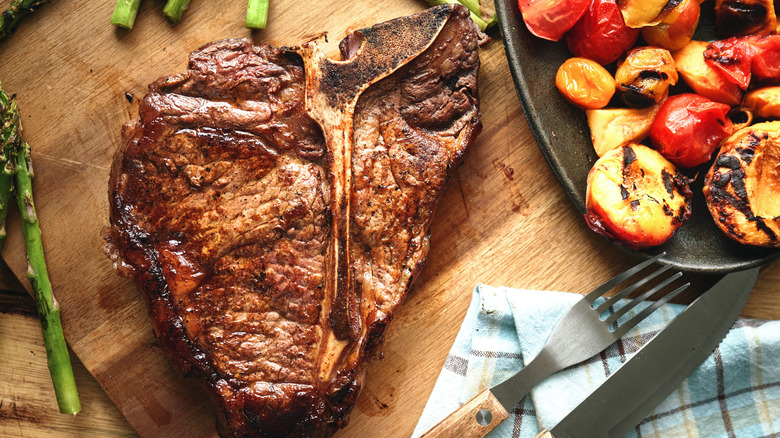 T-bone steak with vegetables