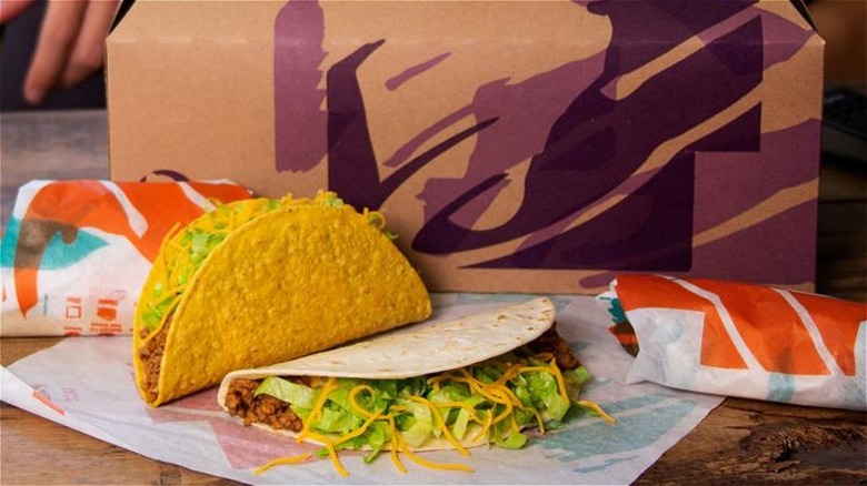 Taco Bell tacos and box