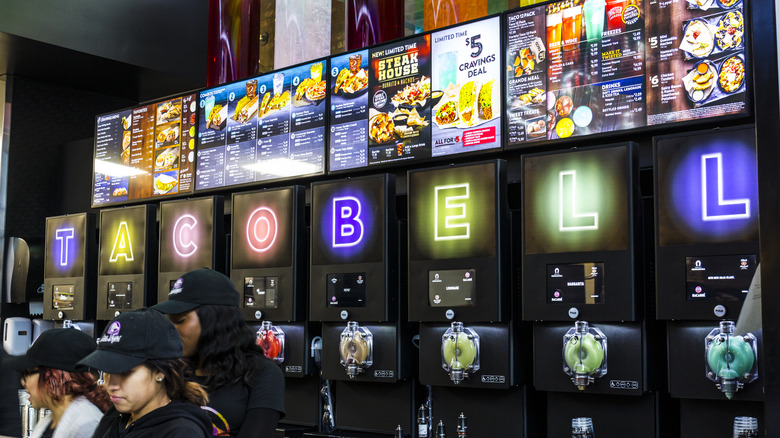 Taco Bell Cantina beverage dispensers and menu