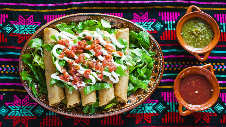 Flautas with dipping sauces