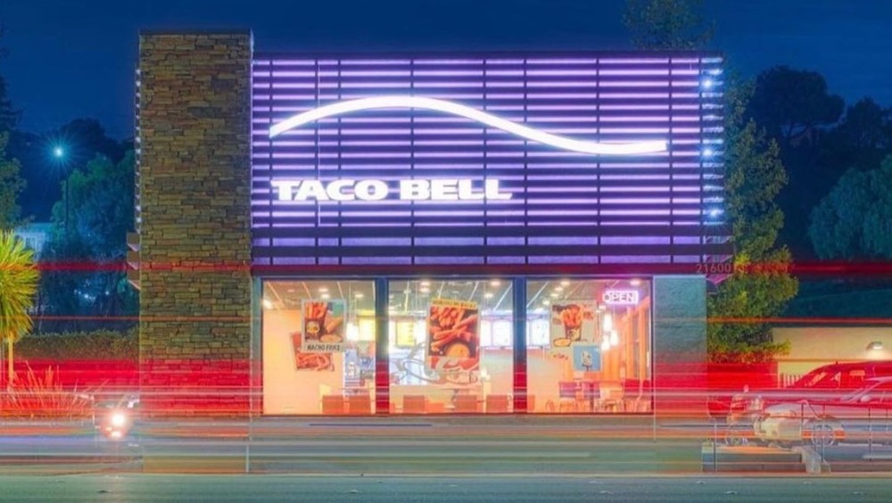 Taco Bell storefront lit up