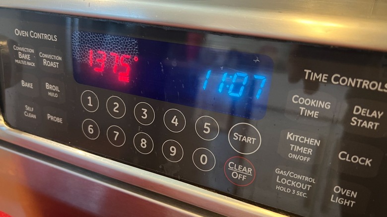 Oven temperature screen reading 375 F