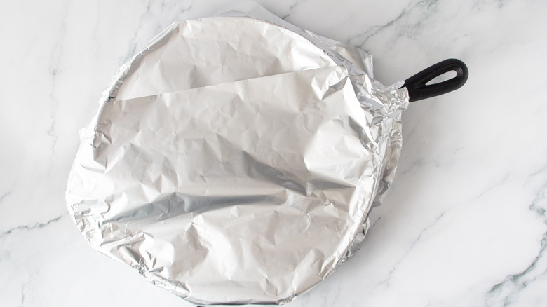 Skillet covered with foil