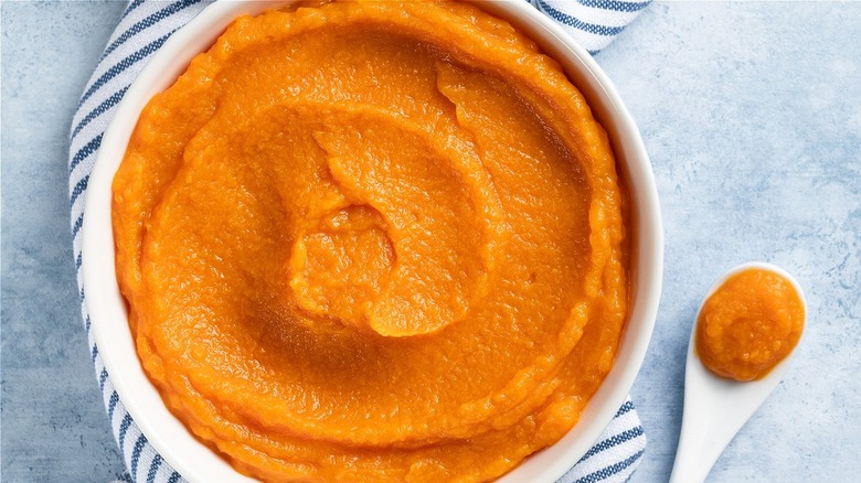 Bowl of pumpkin purée
